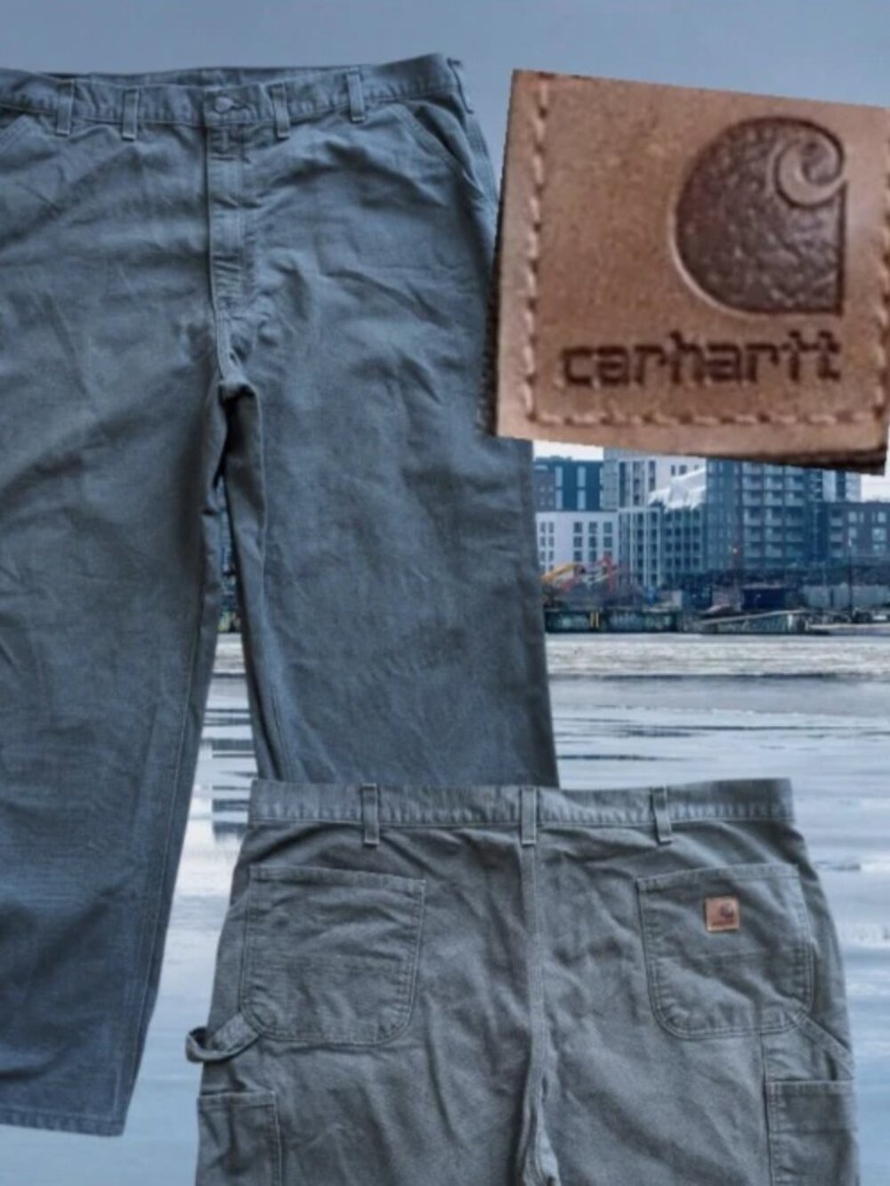 Carhartt Duck Canvas Green Carpenter Pants B11 MOS Mens 44x30(Waist 42) Workwear